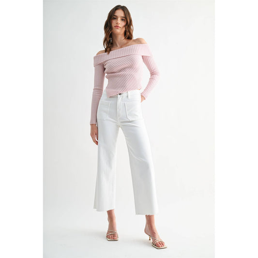 MICA HIGH RISE WIDE LEG CROP RAW HEM