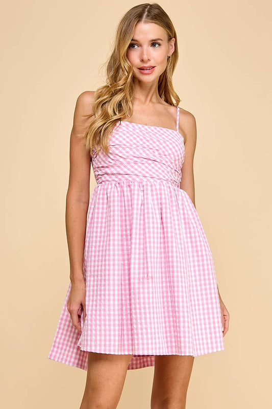 TCEC Fit and Flare Fitted Shirred Bodice Dress