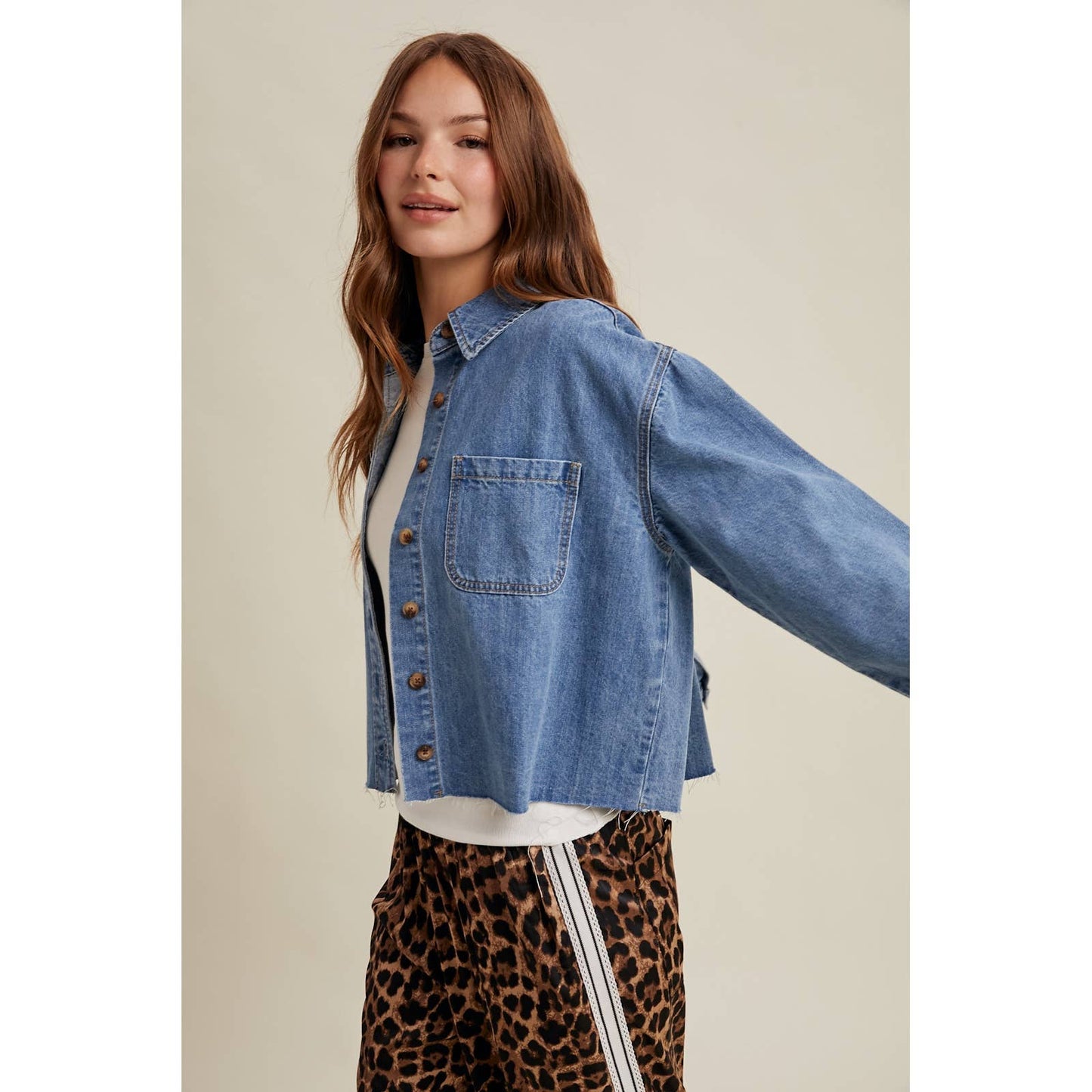 Wishlist BUTTON-UP DENIM SHIRT WITH RAW EDGE / WL25-11705