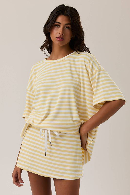 Le Lis Yellow/White Striped Skort Set