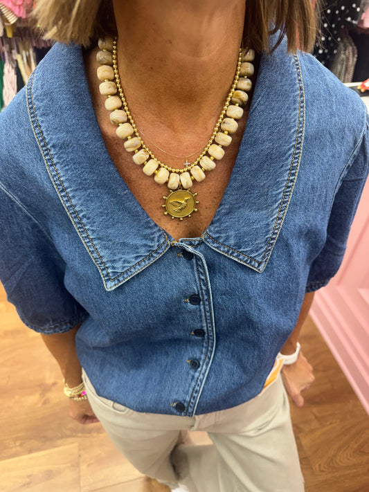 Hart Designs Cream Beaded Mallard Necklace