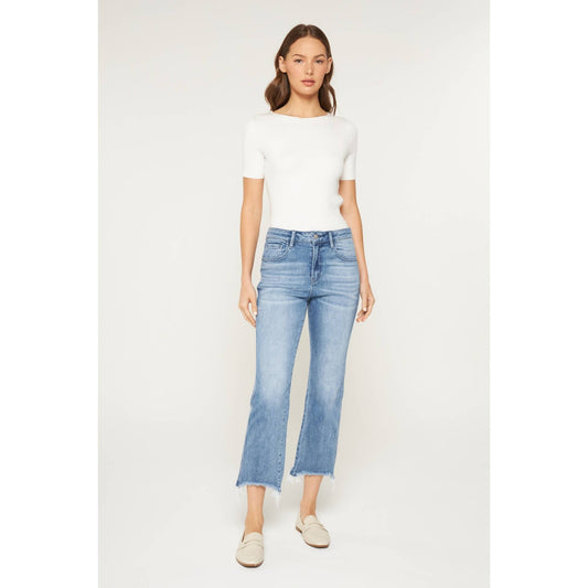 Mica Denim High Rise Cropped Jeans Raw Hem