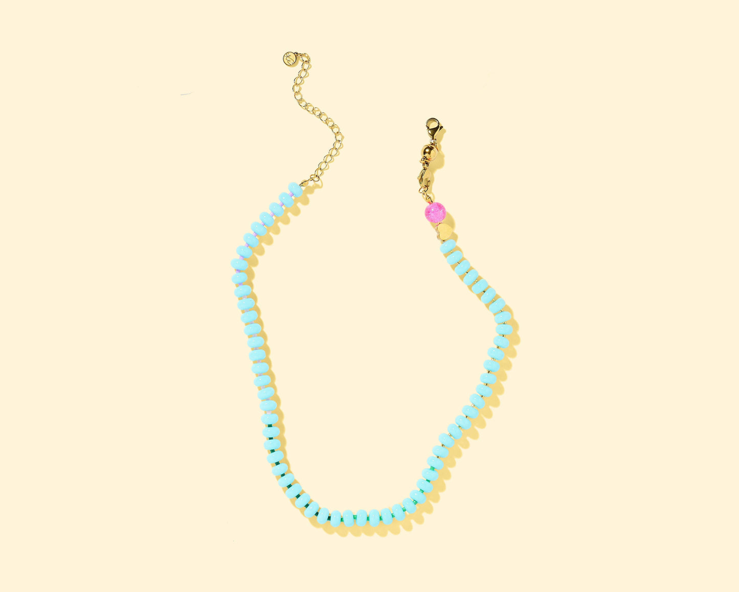 Taylor Elliott Beaded Necklace - Sky Blue + Multi-Colored Beads - Haley