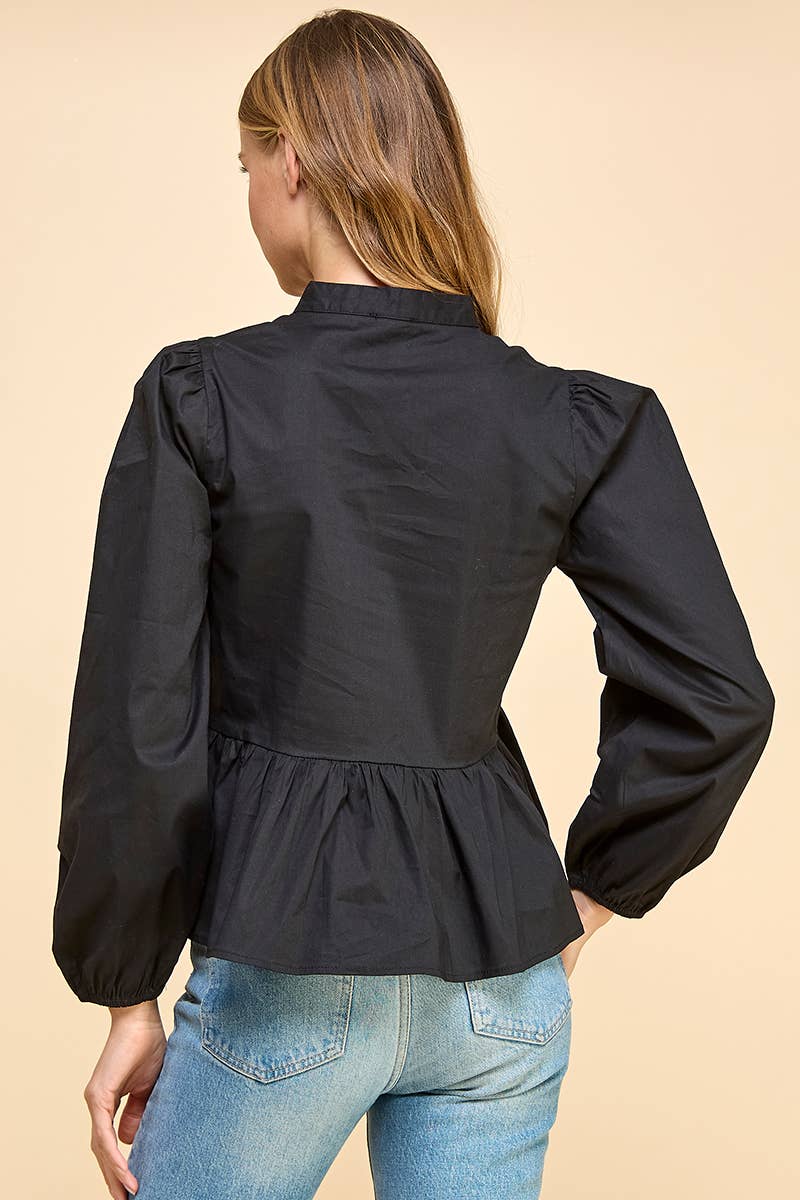 TCEC Split V neckline Long Sleeve Top