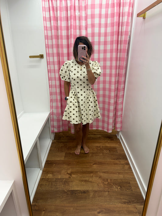 Entro Cream/Brown Polka Dot Dress (D33229)