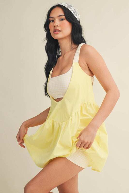 Kimberly C Yellow Gingham Double Layered Play Dress