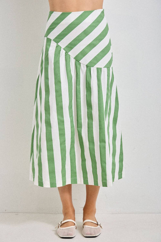 STRIPED MIDI SKIRT