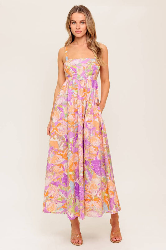Flying Tomato Pink Printed Midi Dress