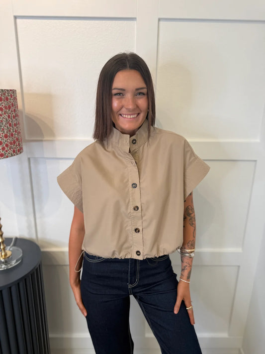 Entro Taupe Button Up Top (T33007)