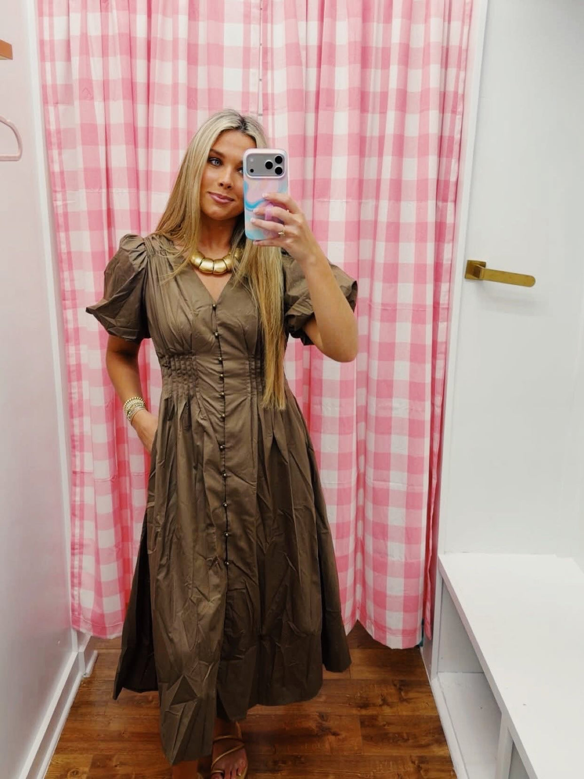 Entro Mocha Short Sleeve Maxi Dress (D33449)