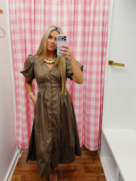 Entro Mocha Short Sleeve Maxi Dress (D33449)