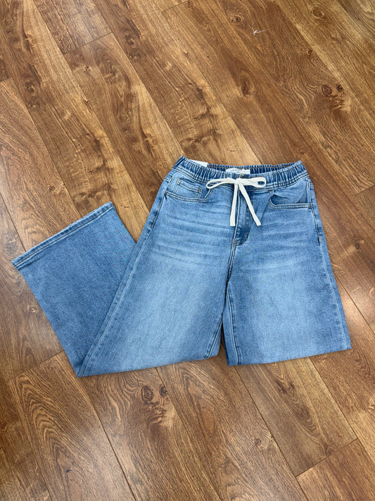 Vervet Super High Drawstring Crop Wide Leg Jeans (LV1895)
