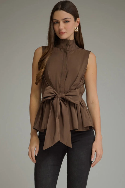 Entro Brown Tie Front Top (T33084)