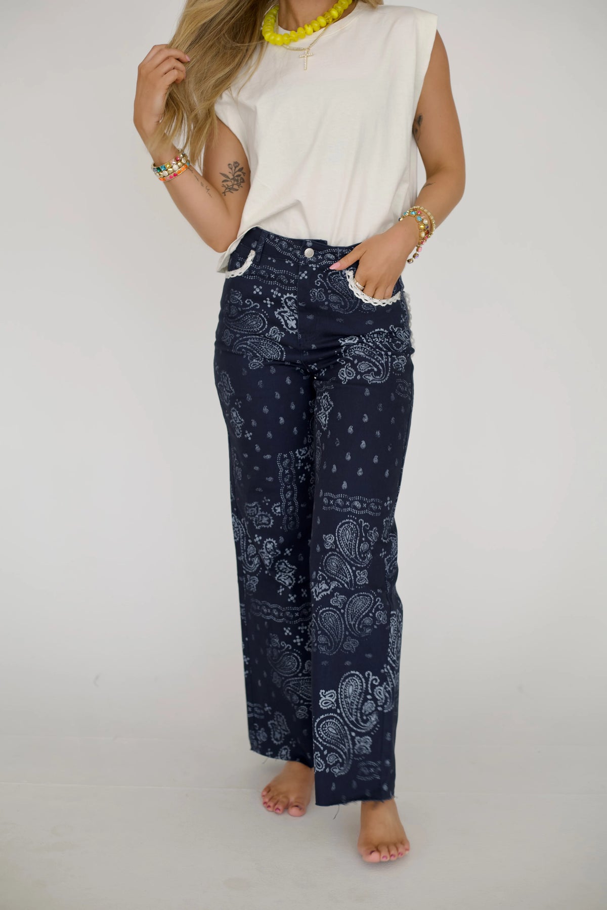 Poppy & Pine Navy Bandana Jean (JN-NVY1025)