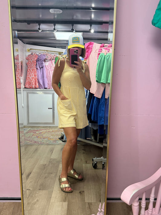 Yellow Stripped Shorts Romper