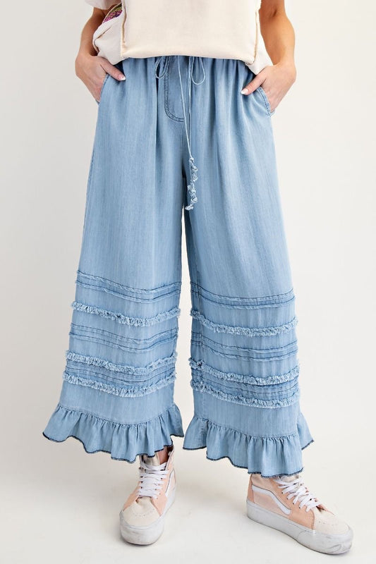 Easel Ruffle Denim Pants
