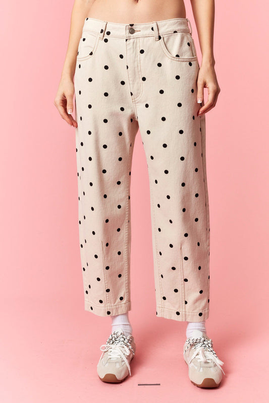 Peach Love White Polka Dot Jeans