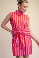 Glam Pink and Orange Striped Dress