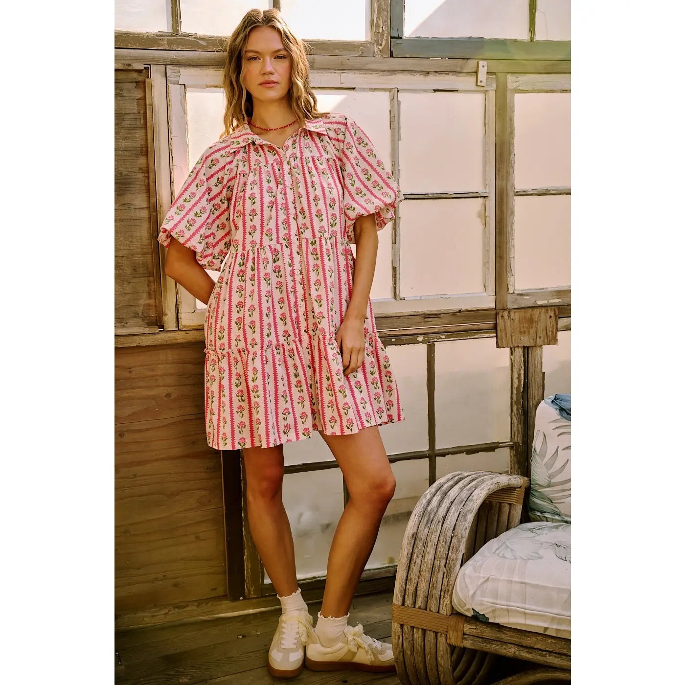 MittoShop Pink Floral Dress