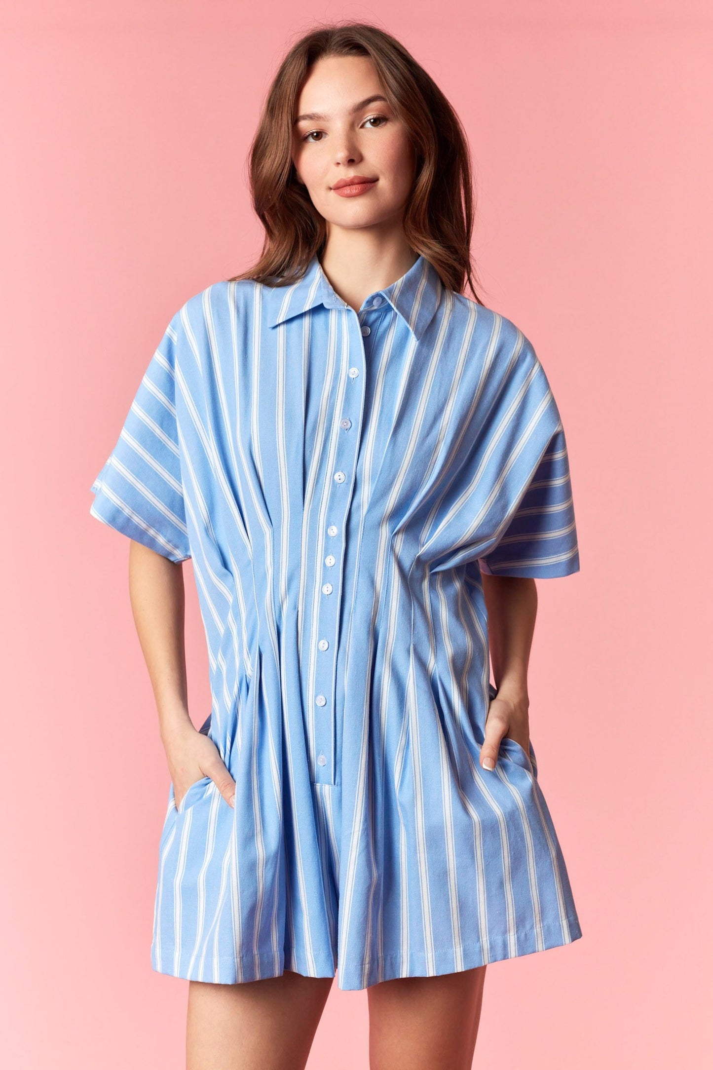 Peach Love California Blue Stripe Romper