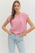 Entro Light Pink Cap Sleeve Top (T28380)