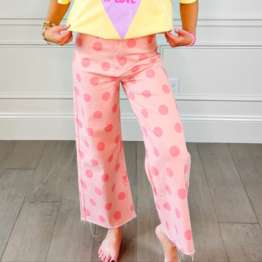 Poppy and Pine Pink Polka Dot Pants