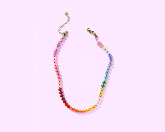 Taylor Elliott Beaded Necklace - Rainbow + Red Beads - Roxy