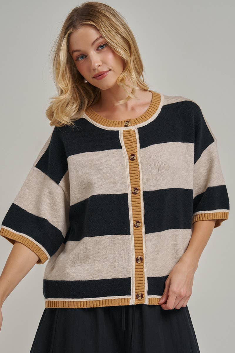 BON WIDE STRIPE LOOSE FIT SWEATER CARDIGAN_JLT00402-01