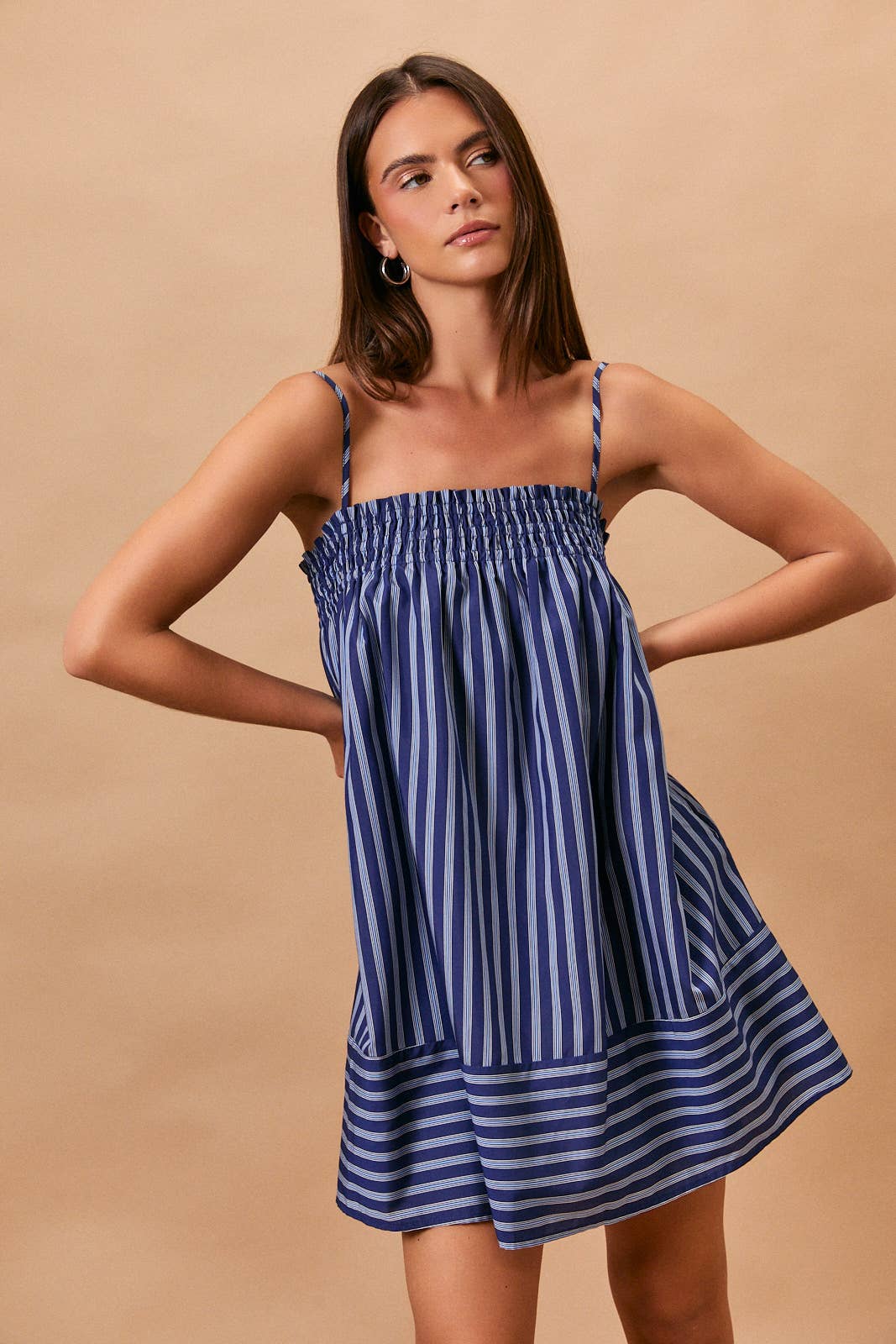 Le Lis Navy Stripe Mini Dress