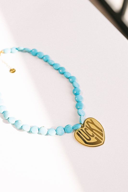 Lucky In Love Stone Necklace - Turquoise