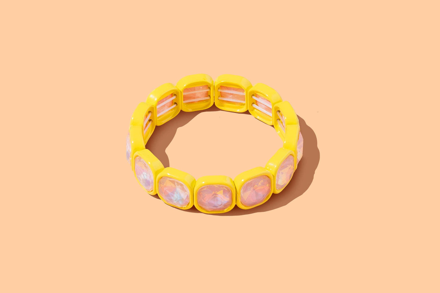 Enamel Stretch Bracelet - Rounded Gems - Elise - Asst Colors
