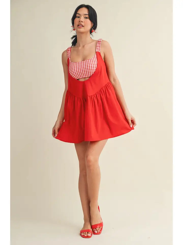 Kimberly C Red Gingham Double Layered Play Dress