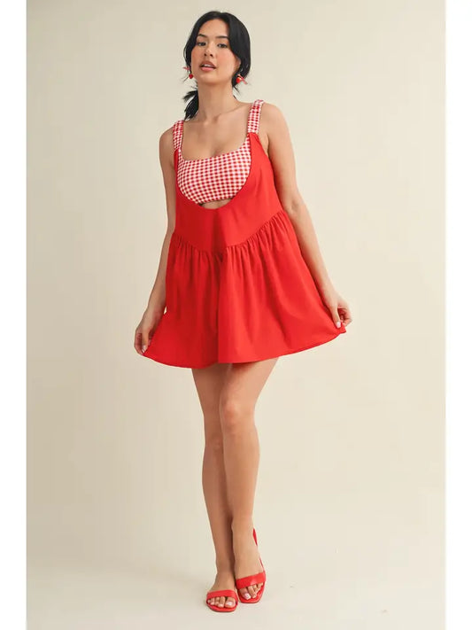 Kimberly C Red Gingham Double Layered Play Dress