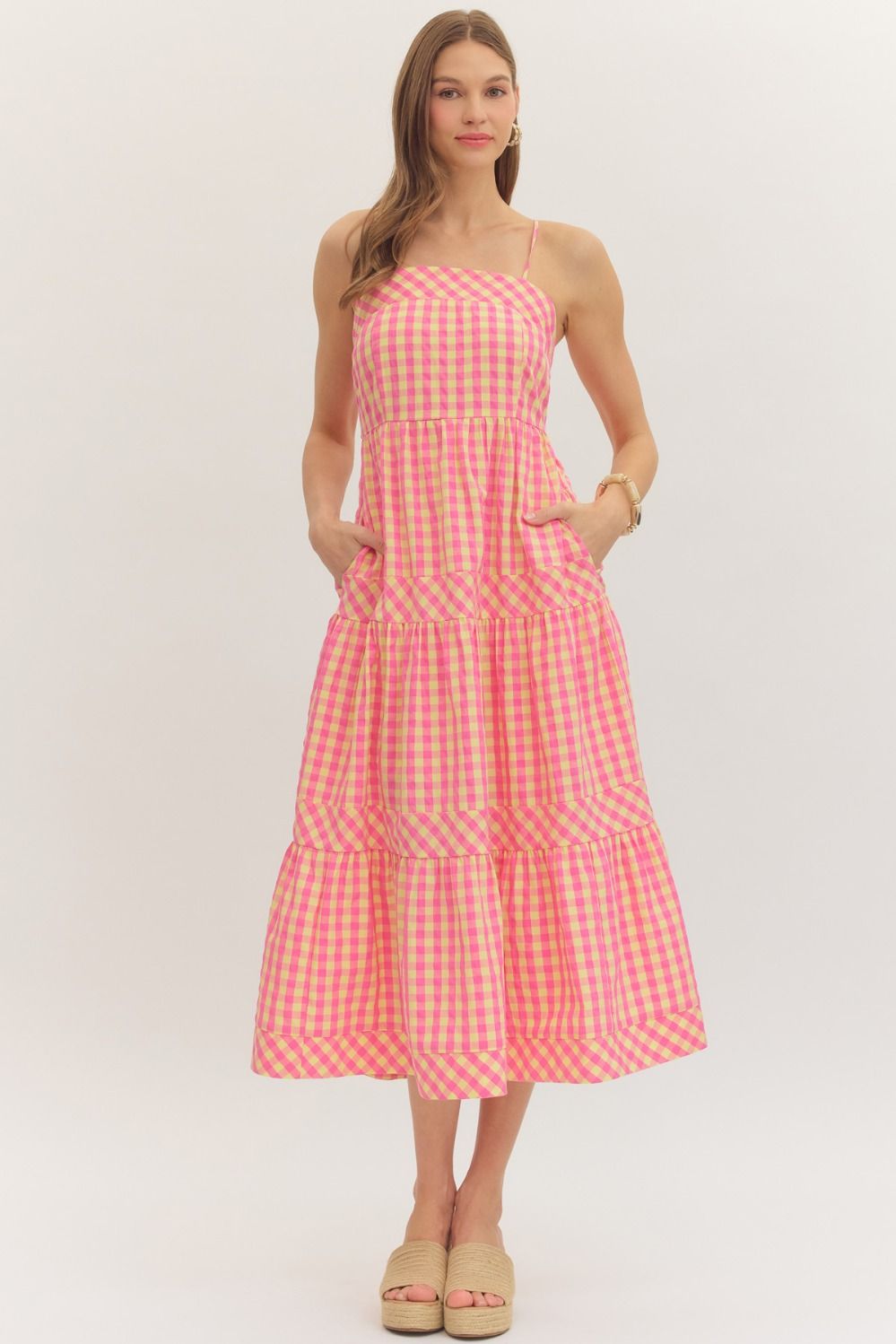 Entro Pink/Yellow Gingham Sundress
