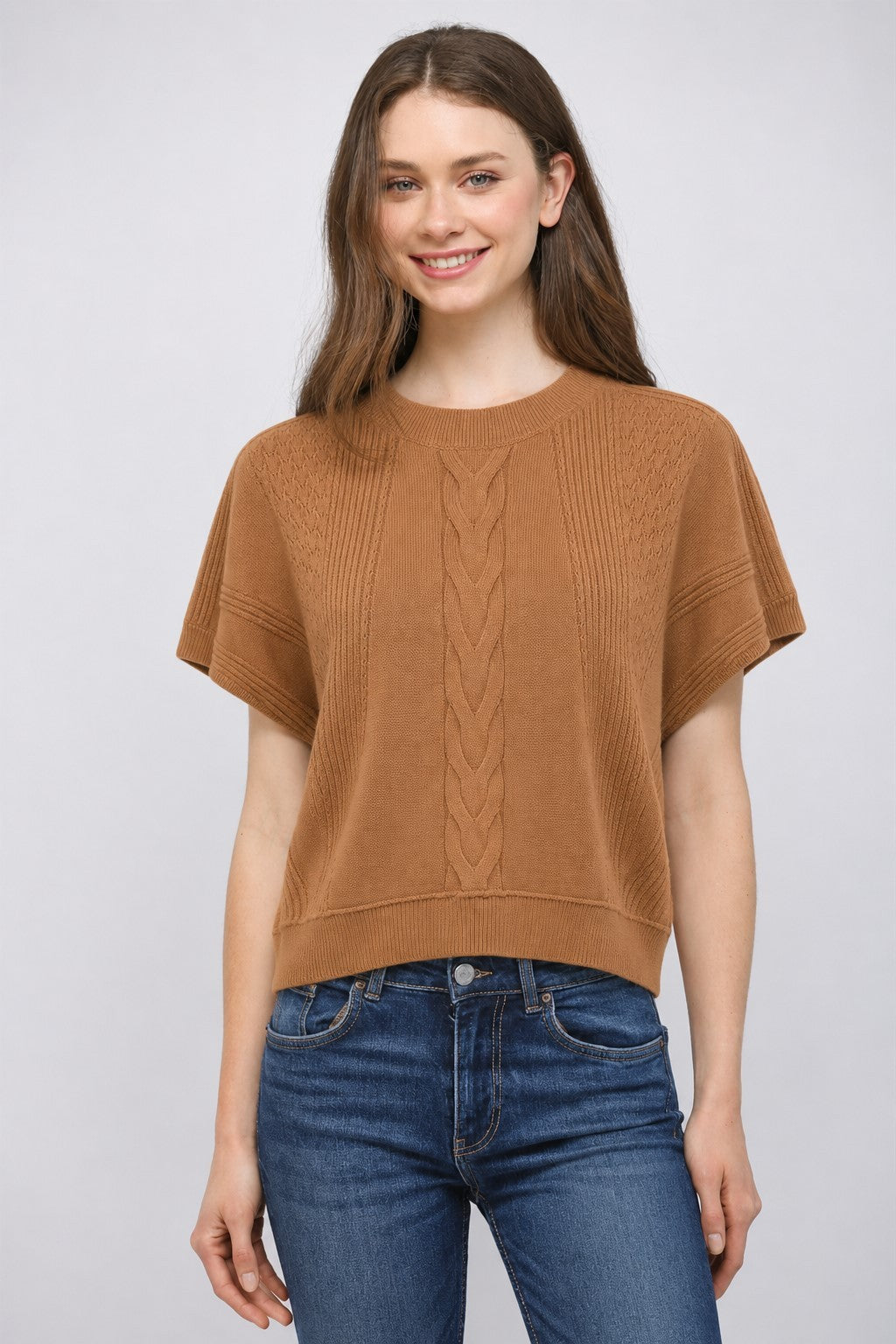 Fate Camel Short Sleeve Sweater