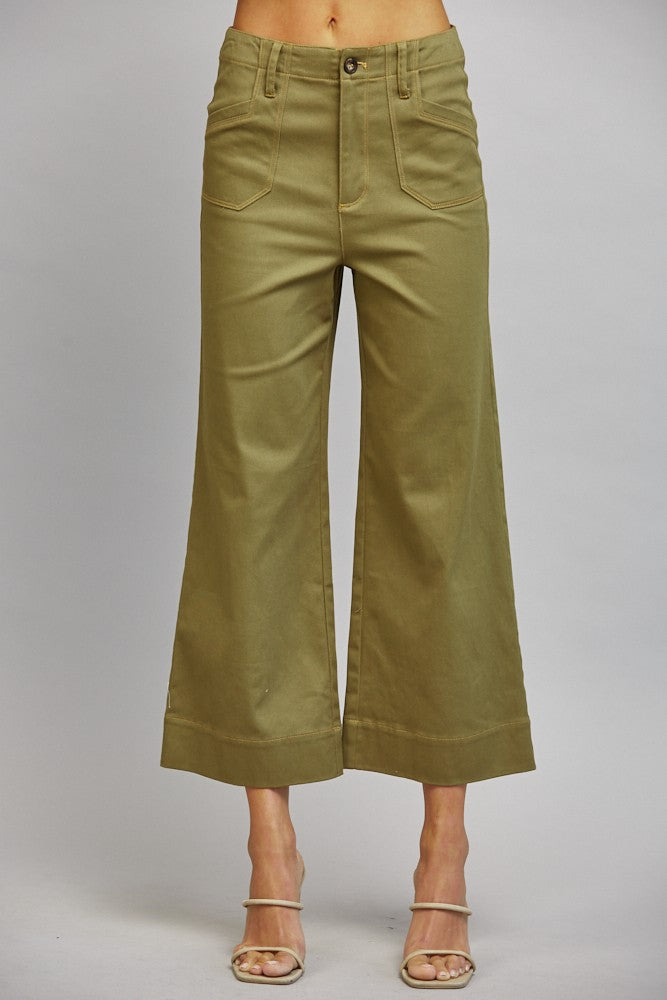 Fate Olive High Waist Wide Leg Pants