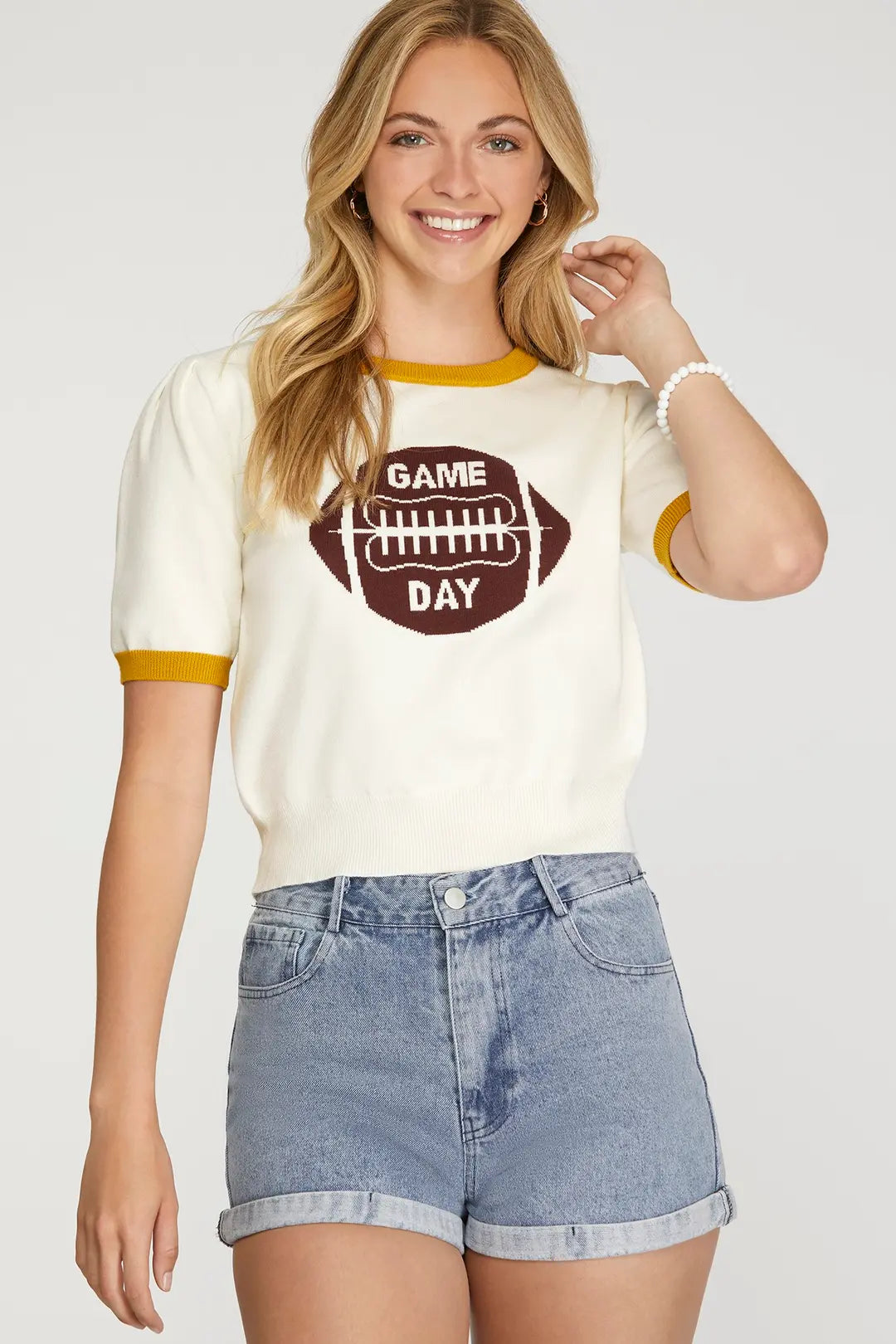 She + Sky Gold Game Day Sweater