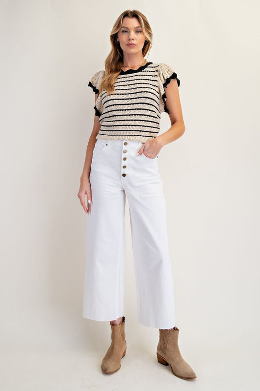 Easel White Button Front Stretch Twill Pants