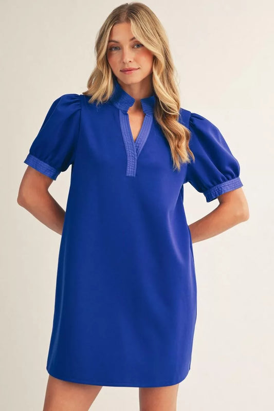 Jodifl Royal Blue Puff Sleeve Shift Dress