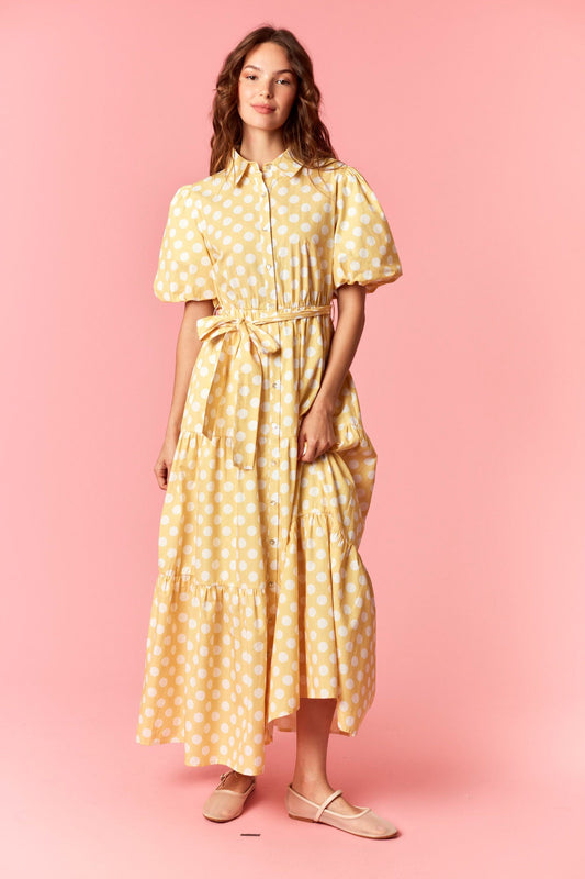 Peach Love Yellow Polka Dot Maxi Dress