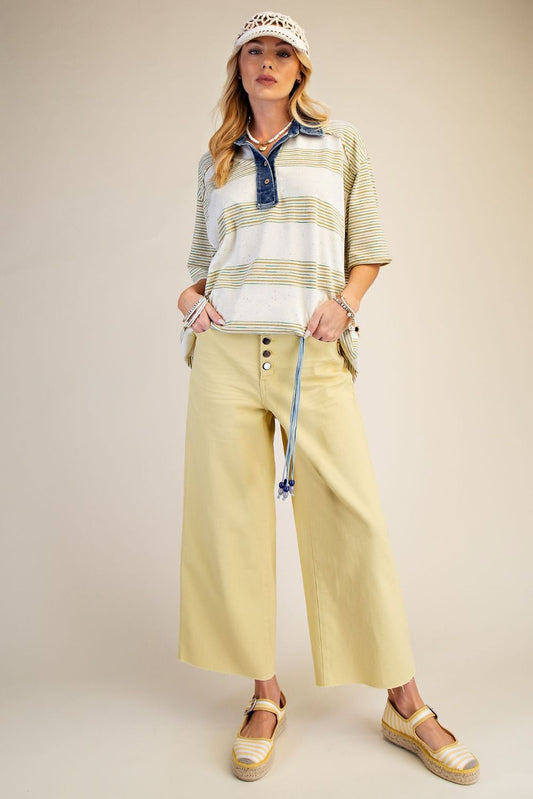 Easel Yellow Mist Enzyme Washed Stretch Twill Pants