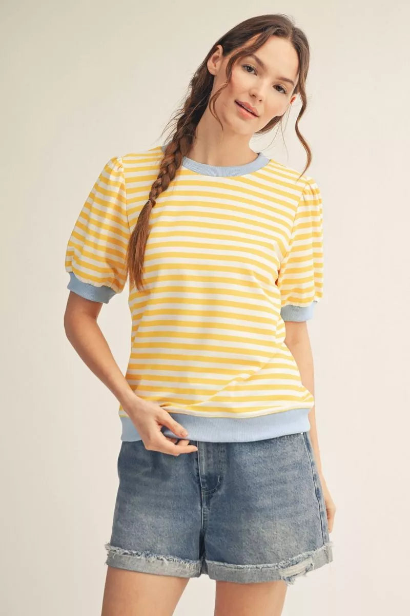 Jodifl Yellow/Blue Striped Top