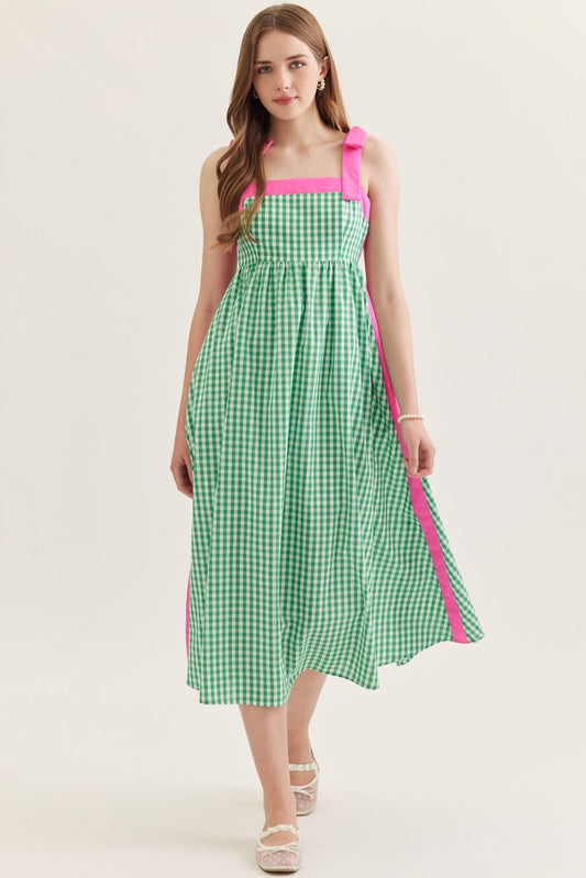 Entro Pink/Green Gingham Sundress