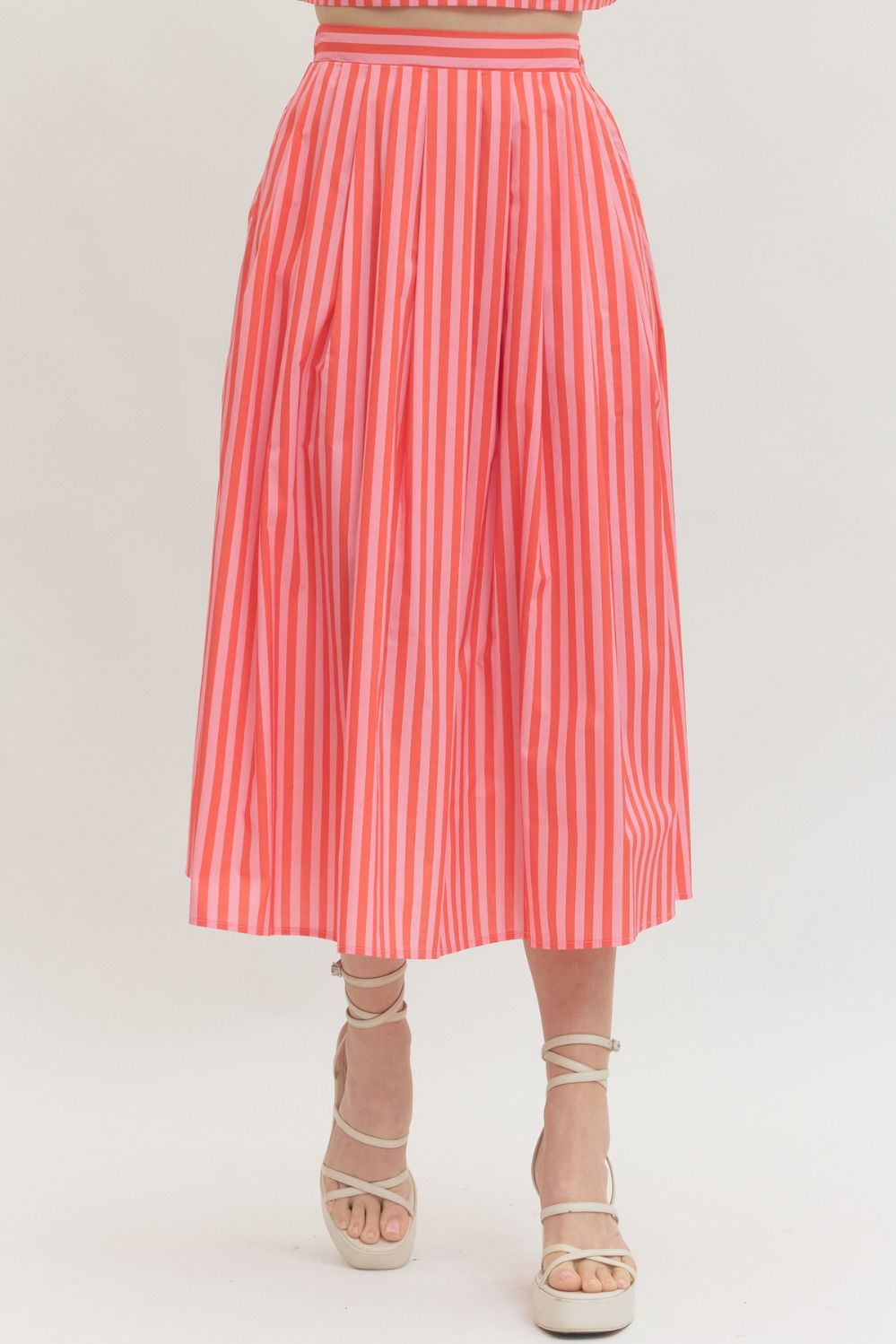 Entro Pink/Orange Midi Skirt