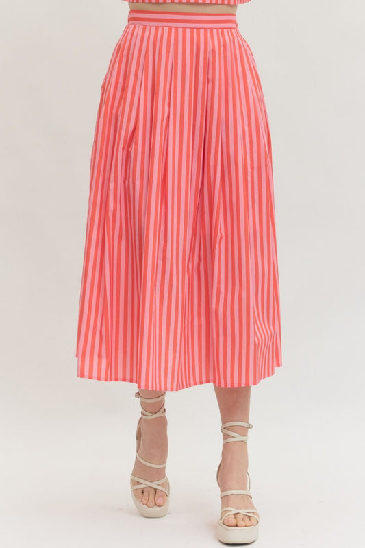 Entro Pink/Orange Midi Skirt
