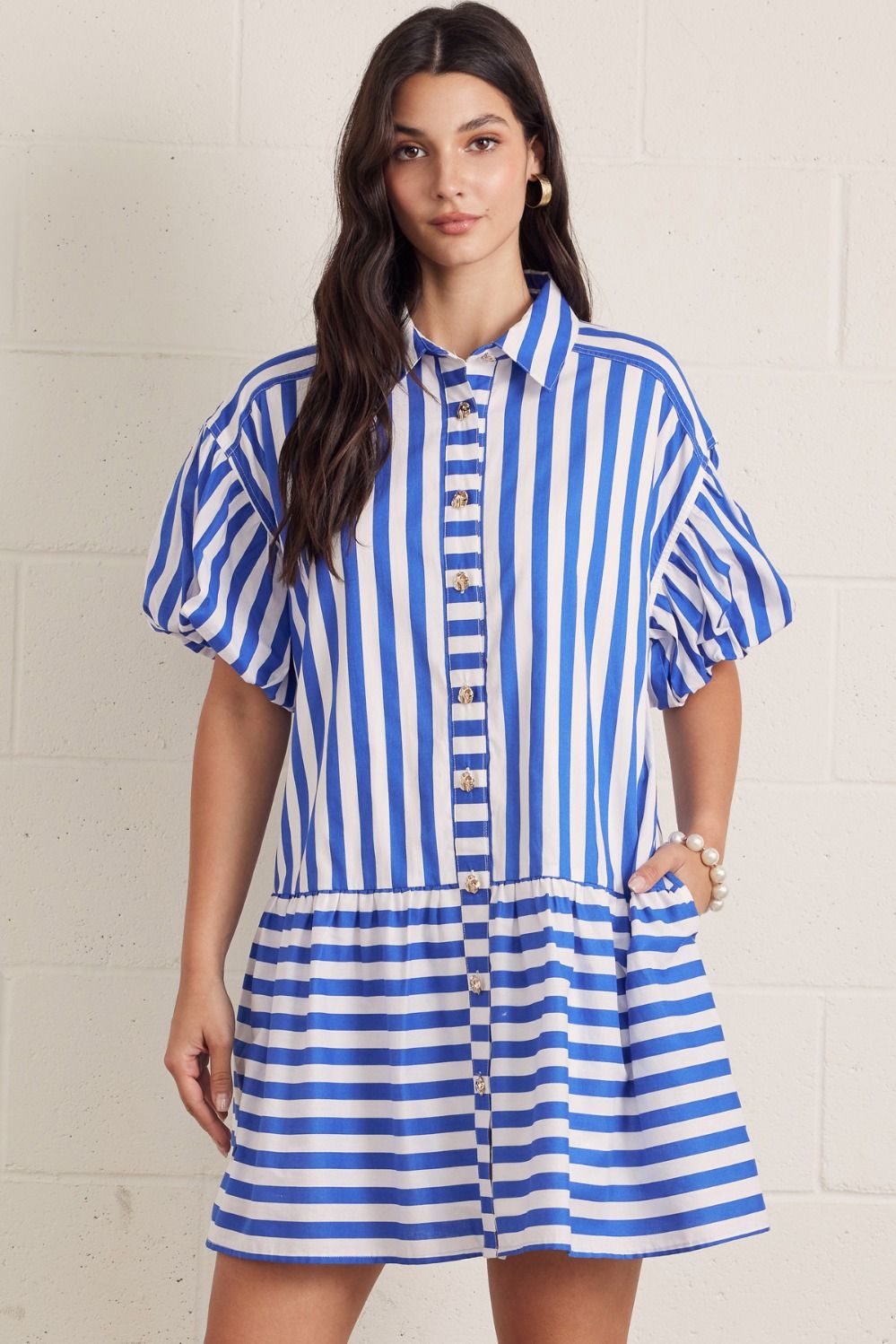 Entro Blue Striped Mini Dress