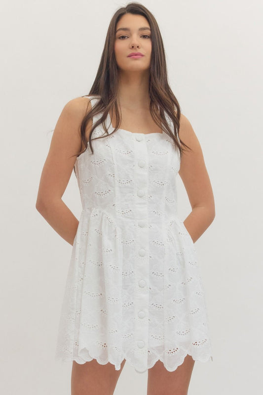 Entro White Eyelet Mini Dress
