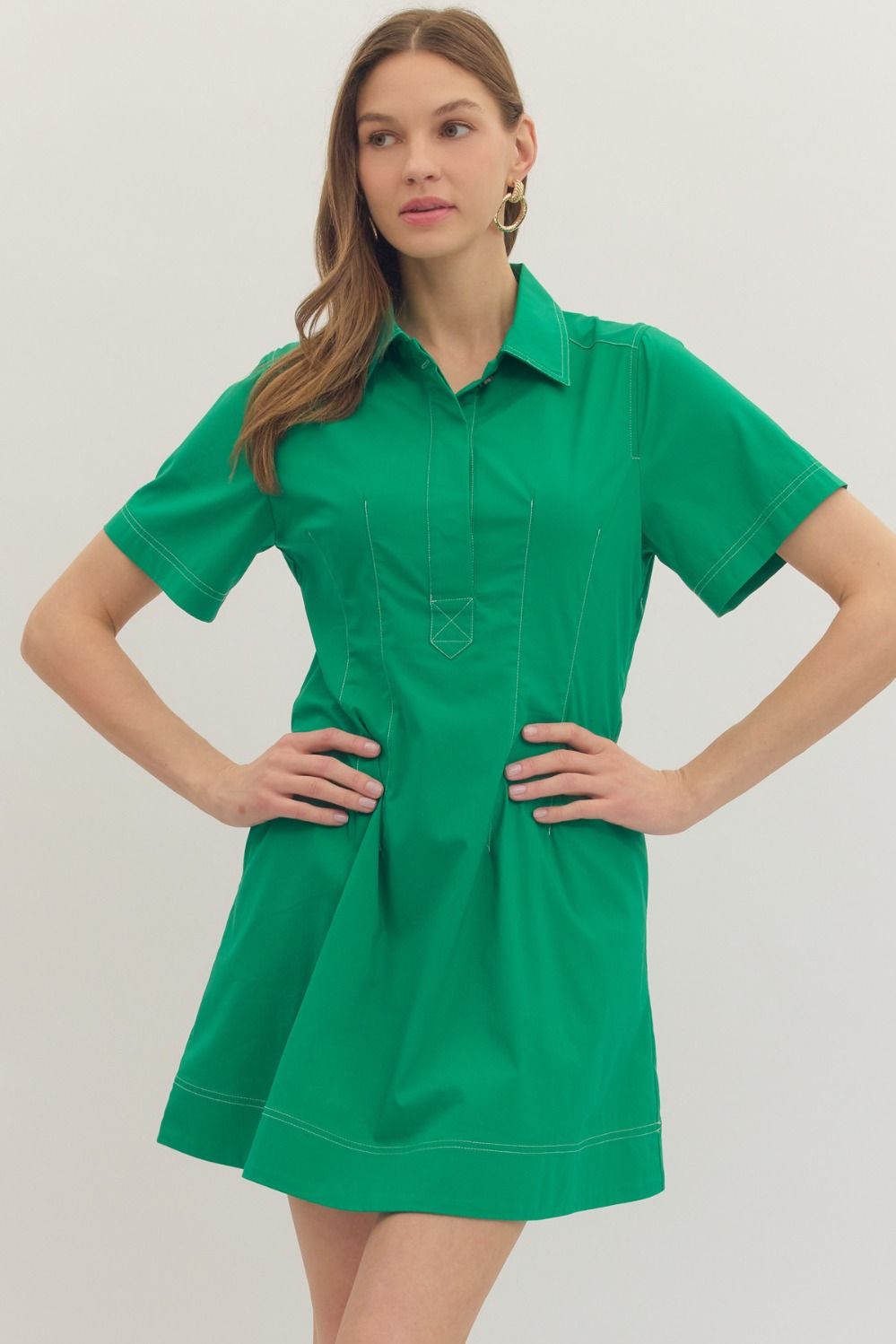 Entro Green Collared Mini Dress