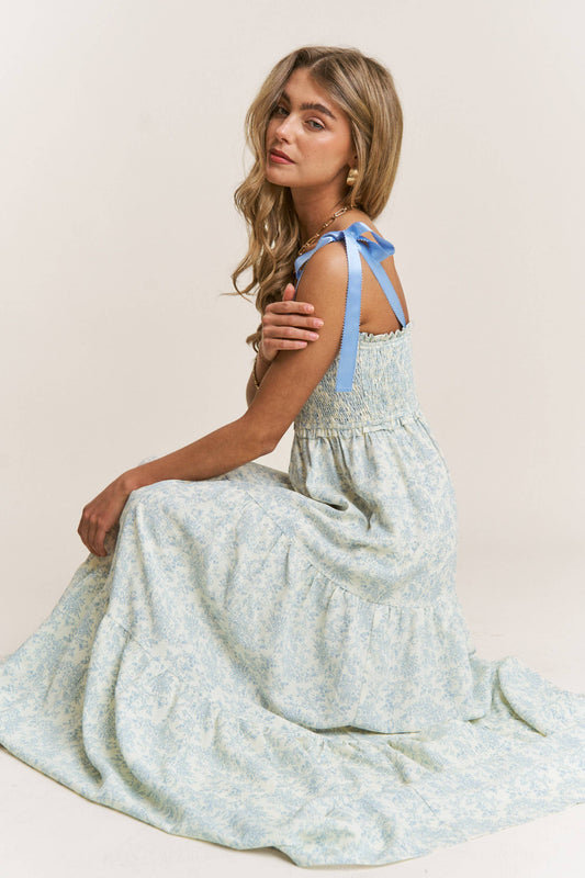 J. NNA FLORAL PRINT EMPIRE NECKLINE MAXI DRESS