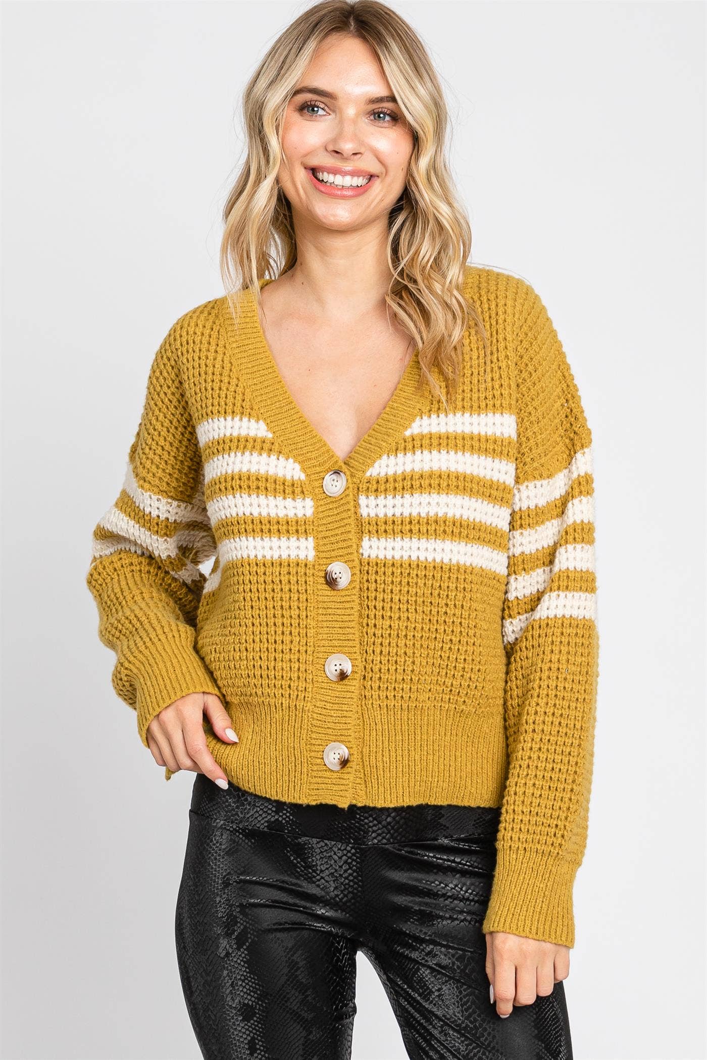 Waffle Knit Cardigan: SW1899